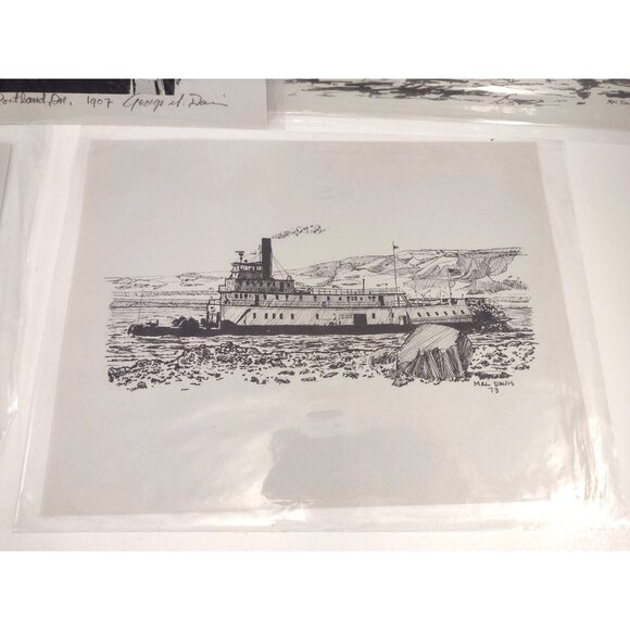 Set Of 5 Vintage Nautical Prints By Mal Davis Featuring Historic Ships & Boats - Picture 4 of 14